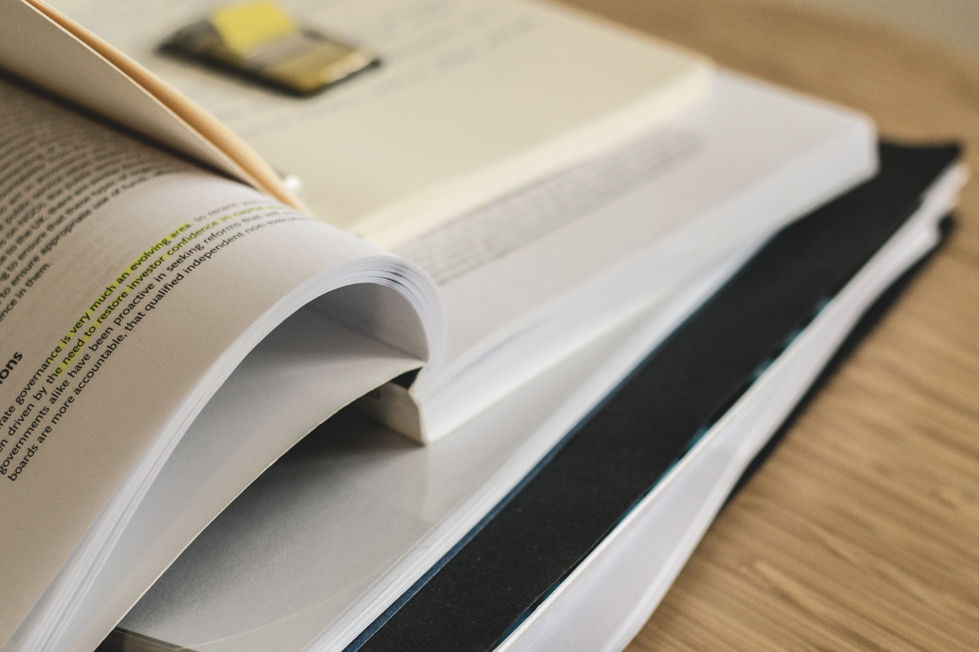 Open textbook on desk
